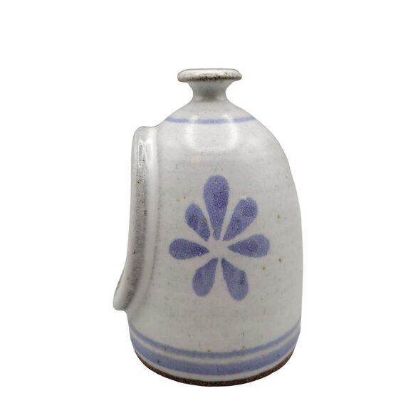 Handmade Pottery Scrubbie Sponge Holder Blue Speckled Flower Bell Shaped - Picture 2 of 7